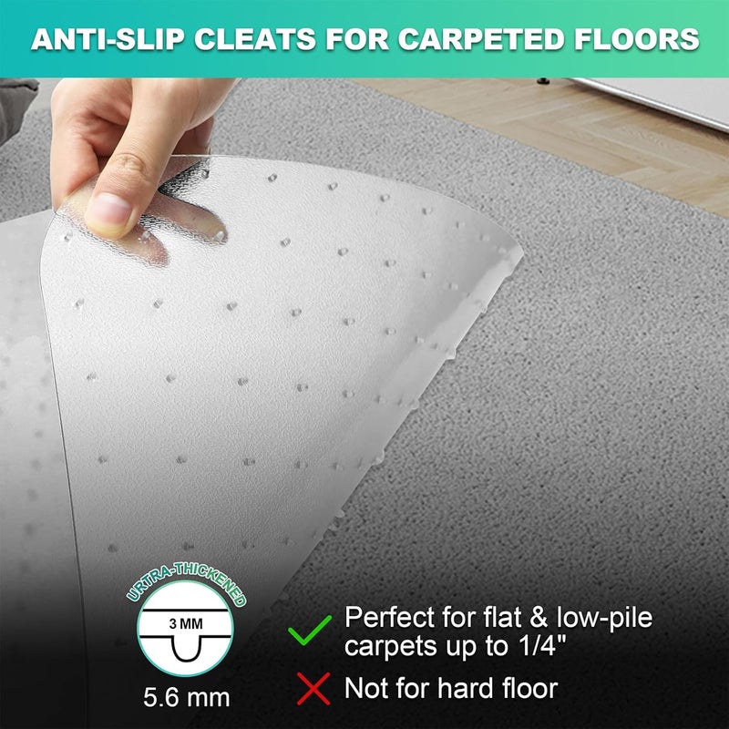 TONOS Thickened Chair Mat for Carpet- Low Pile Carpet Protector for Office Computer Desk Chair. Heavy Duty Desk Chair Mat for Carpeted Floors. Clear (Rectangular, 3mm Thick- 48x36) - Image 4